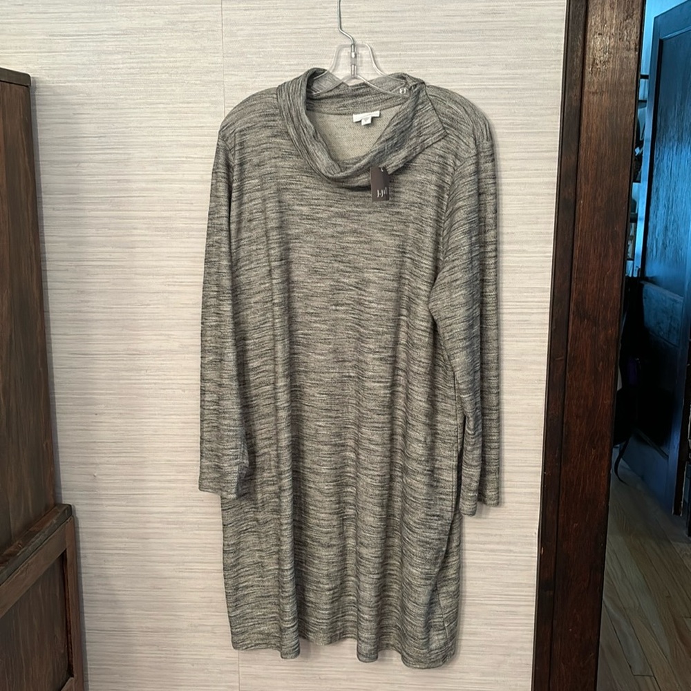 J Jill cotton knit dress with funnel neck and pockets